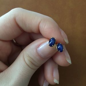 Blue gem stud earrings